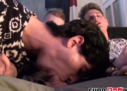 Lovely Twink Cum Smeared after Bareback Threesome